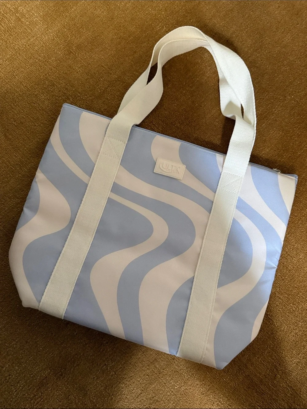 Ulta Beauty Light Blue & White Wave-Pattern Tote
